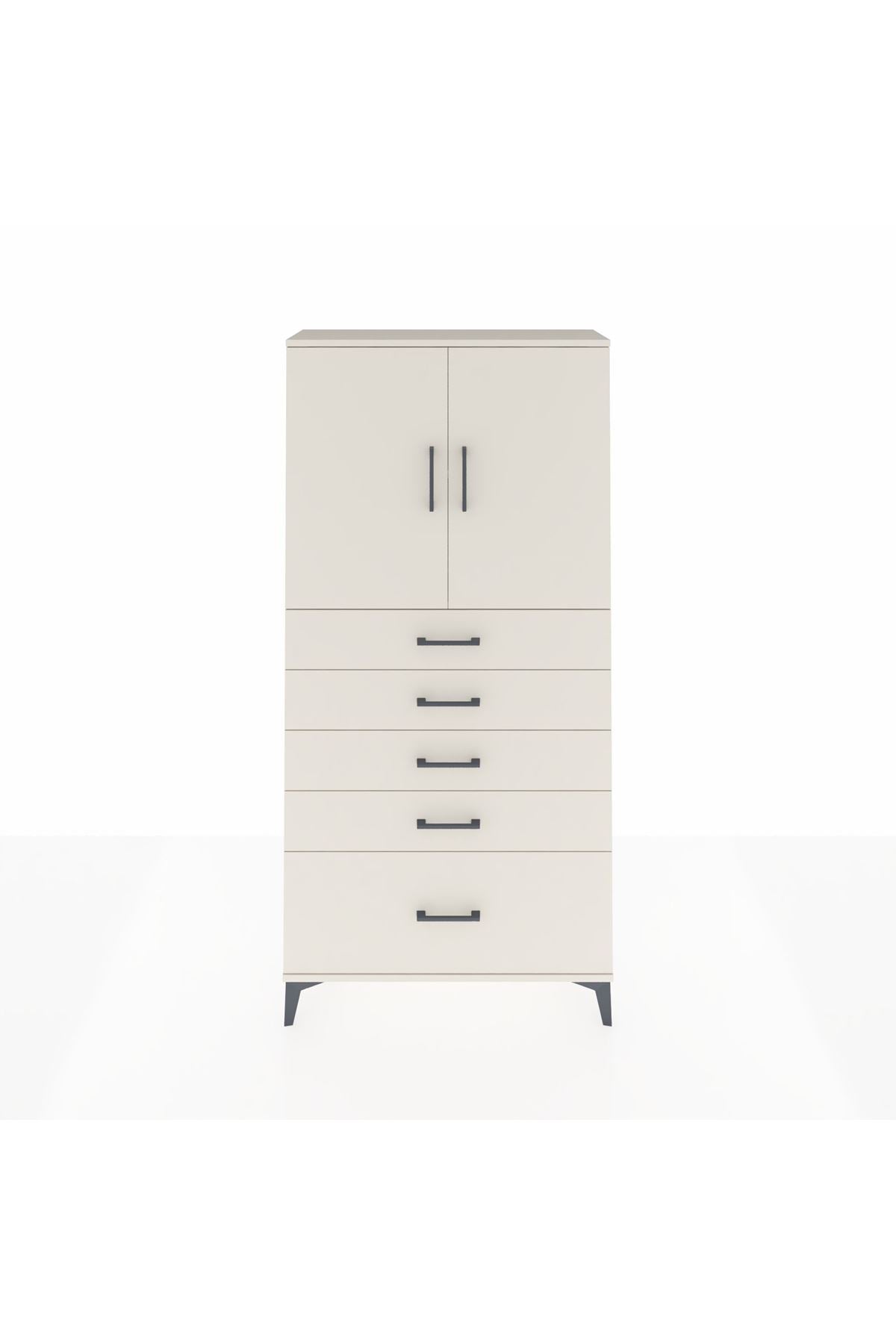 Arges Dolap 2 Raflı 5 Çekmeceli 2 Kapaklı 88x30x182 - S24M012V1A