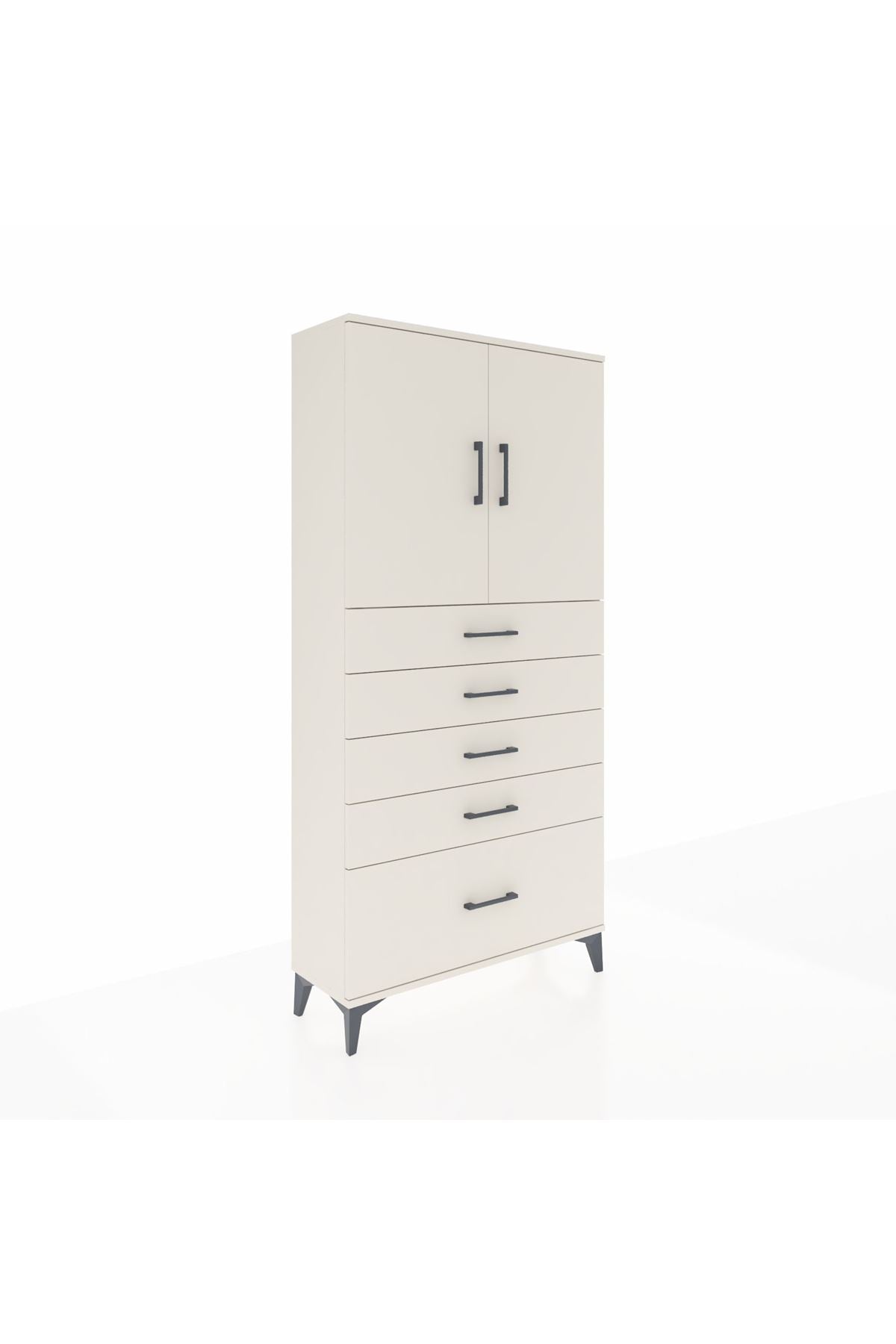 Arges Dolap 2 Raflı 5 Çekmeceli 2 Kapaklı 88x30x182 - S24M012V1A