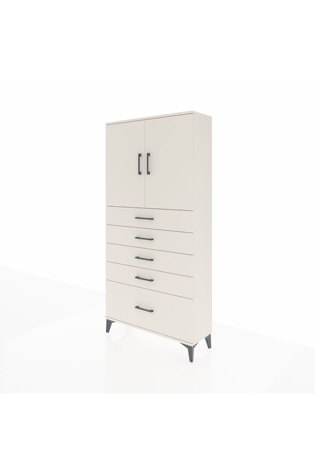Arges Dolap 2 Raflı 5 Çekmeceli 2 Kapaklı 88x30x182 - S24M012V1A