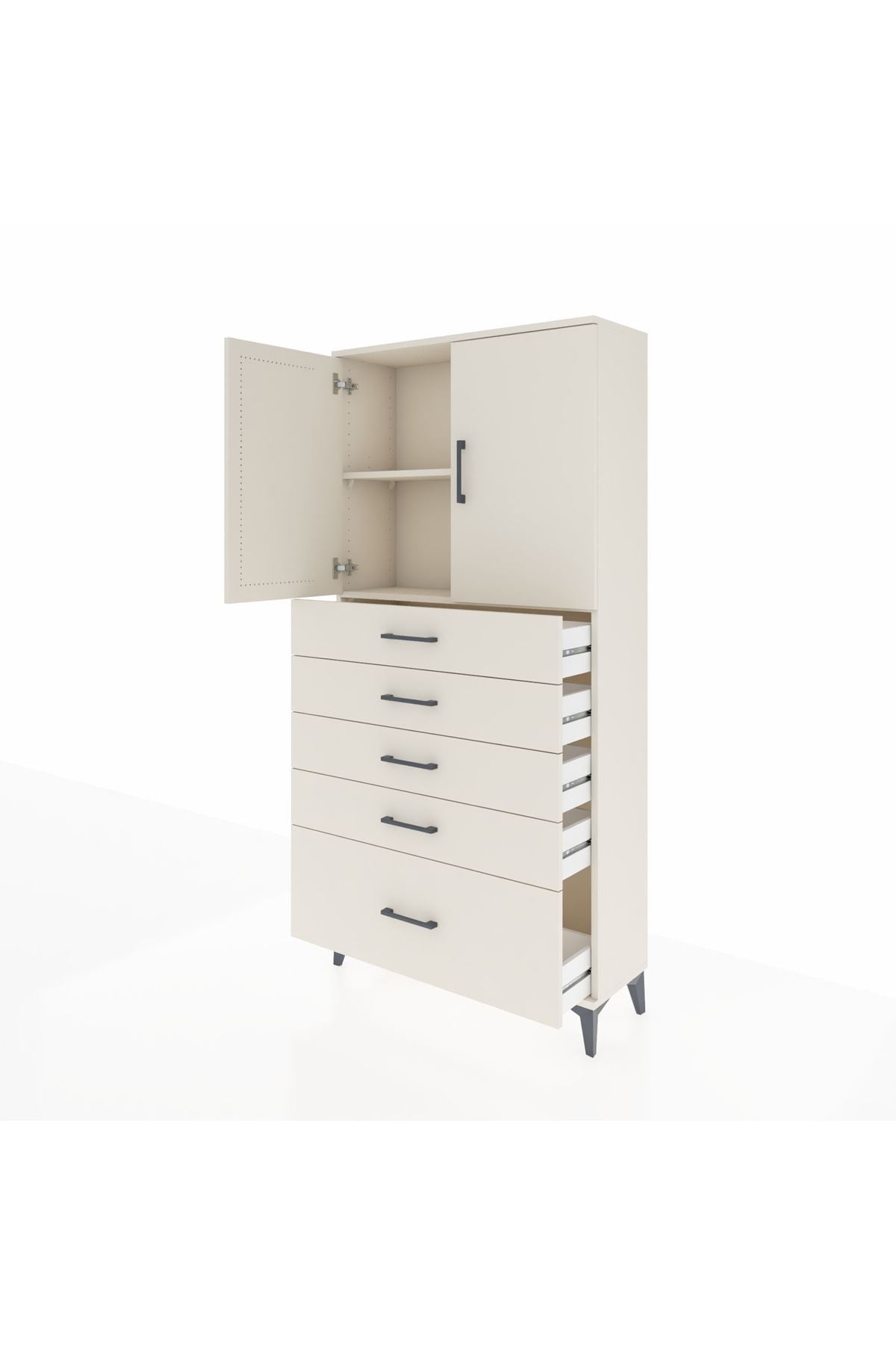 Arges Dolap 2 Raflı 5 Çekmeceli 2 Kapaklı 88x30x182 - S24M012V1A