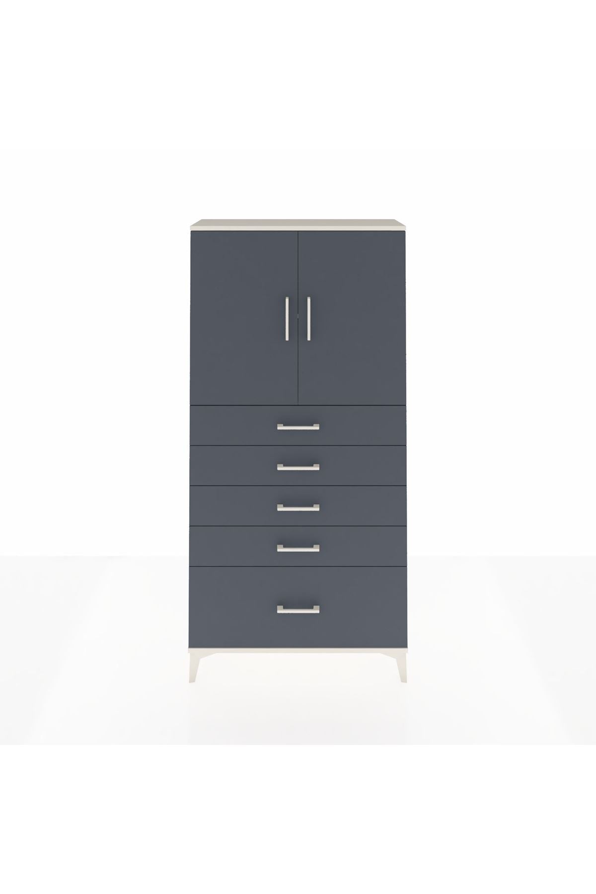 Arges Dolap 2 Raflı 5 Çekmeceli 2 Kapaklı 88x30x182 - S24M012V2A