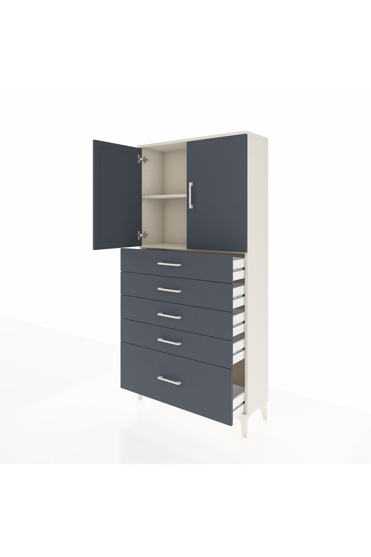 Arges Dolap 2 Raflı 5 Çekmeceli 2 Kapaklı 88x30x182 - S24M012V2A