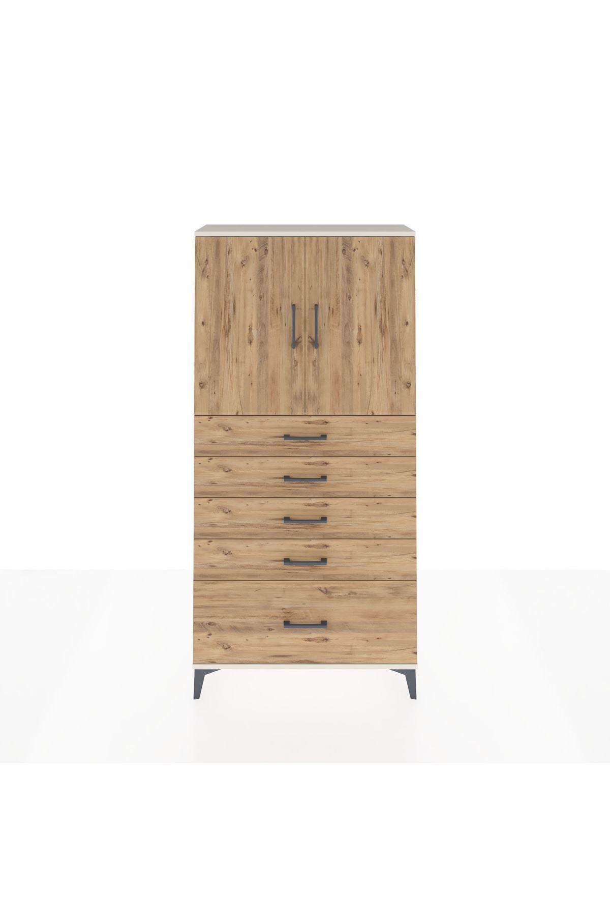Arges Dolap 2 Raflı 5 Çekmeceli 2 Kapaklı 88x30x182 - S24M012V3A