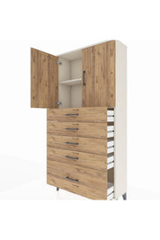 Arges Dolap 2 Raflı 5 Çekmeceli 2 Kapaklı 88x30x182 - S24M012V3A