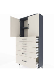Arges Dolap 2 Raflı 5 Çekmeceli 2 Kapaklı 88x30x182 - S24M012V4A