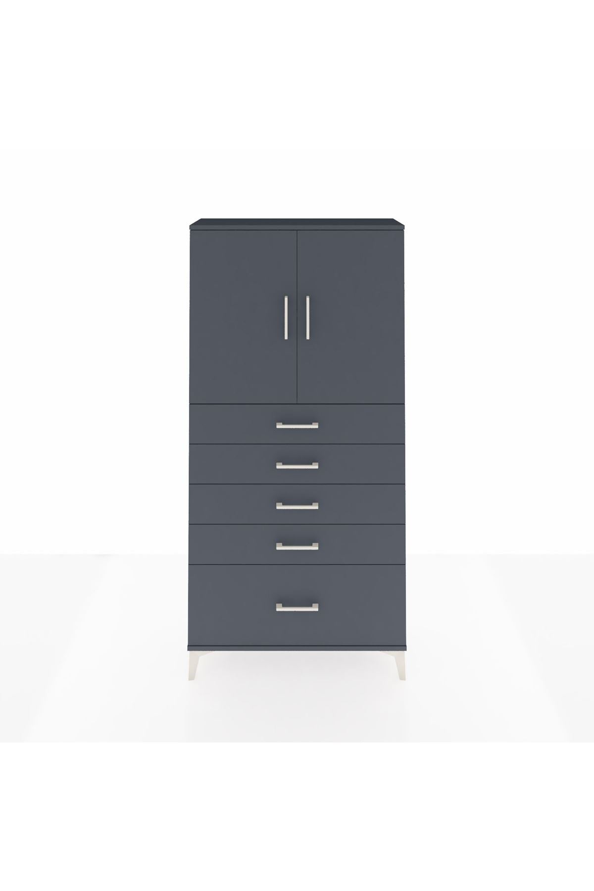 Arges Dolap 2 Raflı 5 Çekmeceli 2 Kapaklı 88x30x182 - S24M012V5A