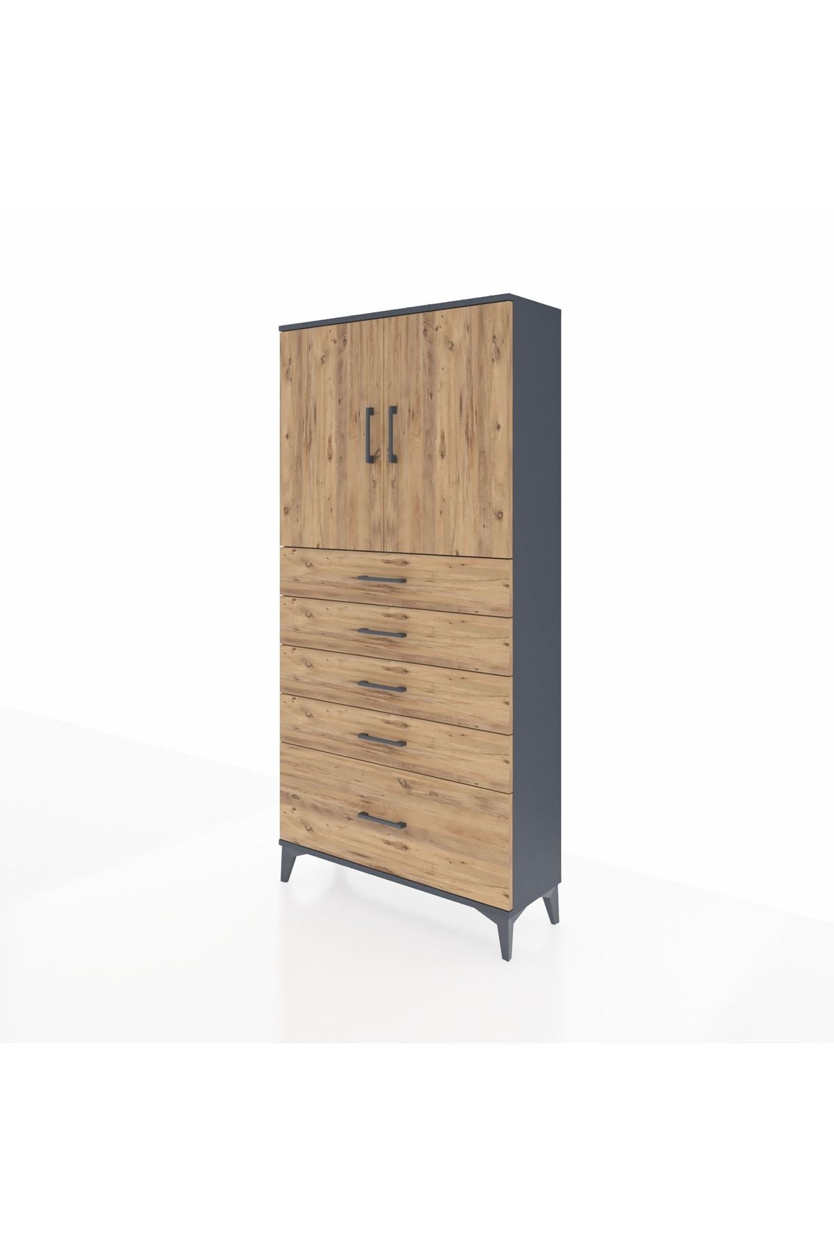 Arges Dolap 2 Raflı 5 Çekmeceli 2 Kapaklı 88x30x182 - S24M012V6A