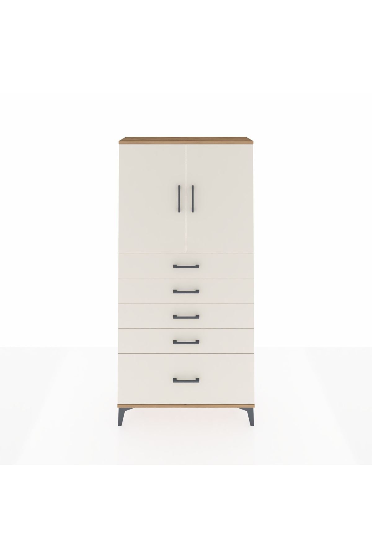 Arges Dolap 2 Raflı 5 Çekmeceli 2 Kapaklı 88x30x182 - S24M012V7A