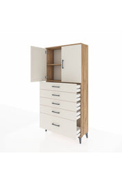 Arges Dolap 2 Raflı 5 Çekmeceli 2 Kapaklı 88x30x182 - S24M012V7A