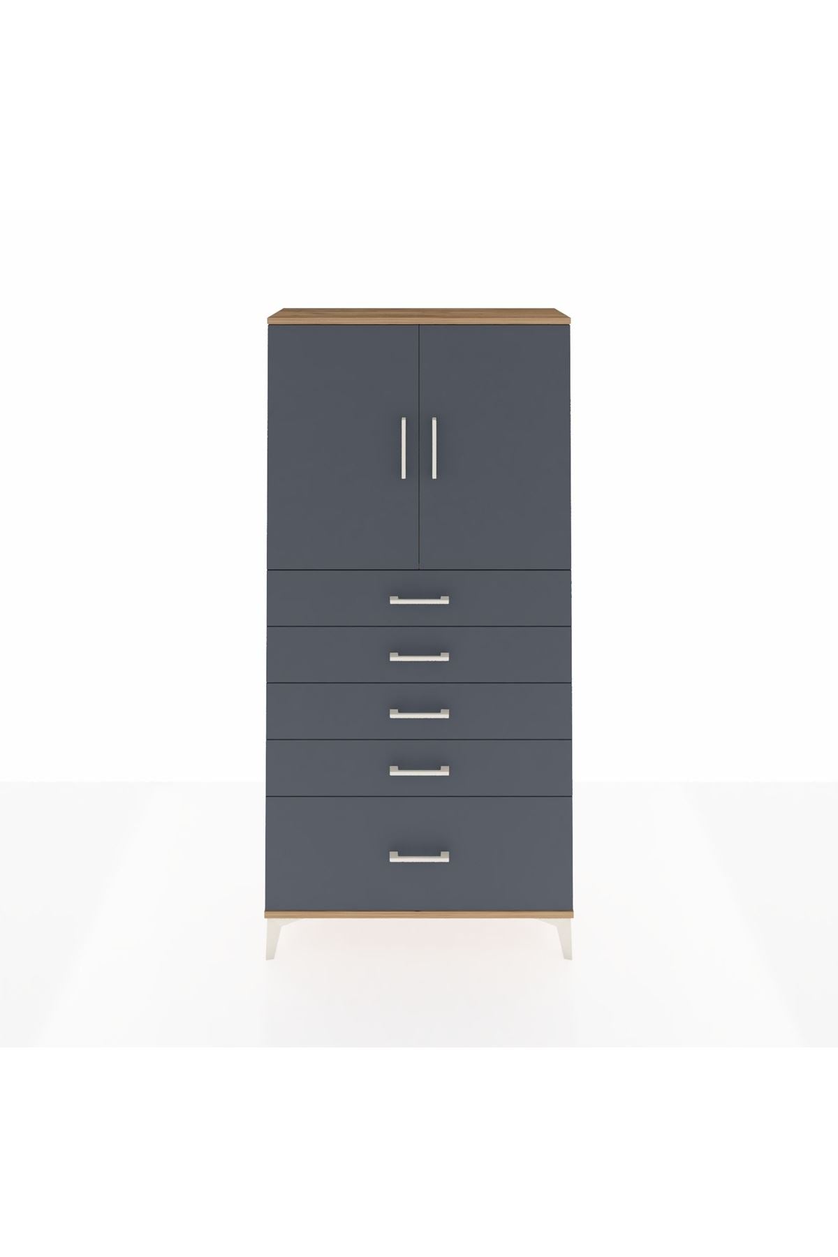 Arges Dolap 2 Raflı 5 Çekmeceli 2 Kapaklı 88x30x182 - S24M012V8A