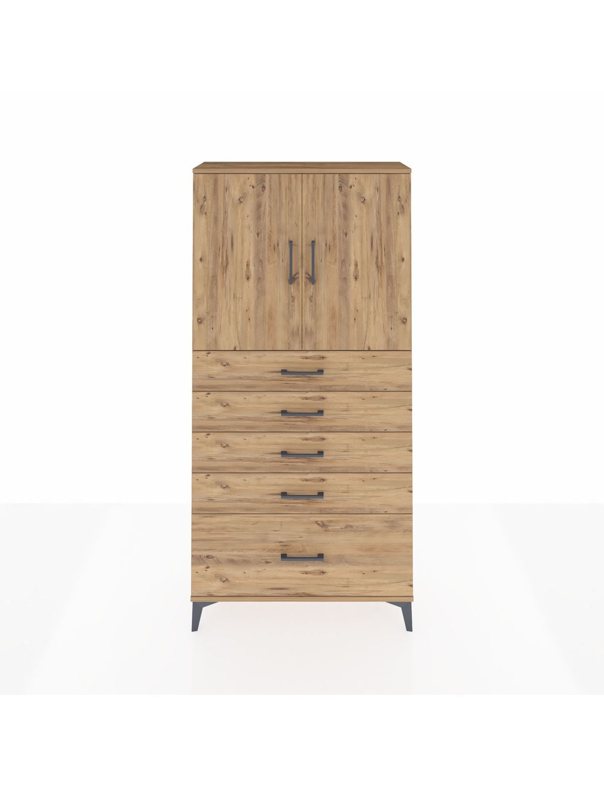 Arges Dolap 2 Raflı 5 Çekmeceli 2 Kapaklı 88x30x182 - S24M012V9A