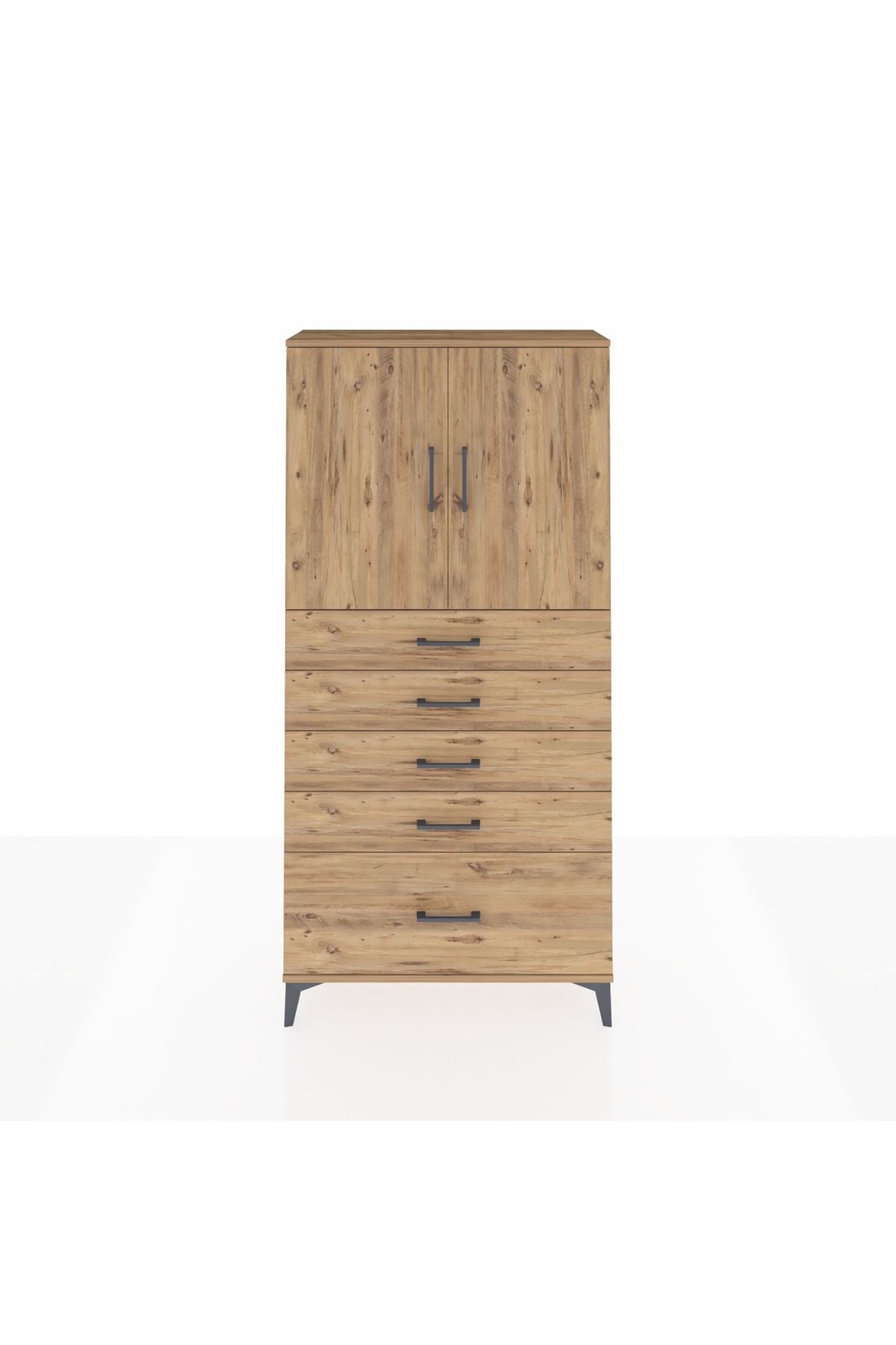 Arges Dolap 2 Raflı 5 Çekmeceli 2 Kapaklı 88x30x182 - S24M012V9A