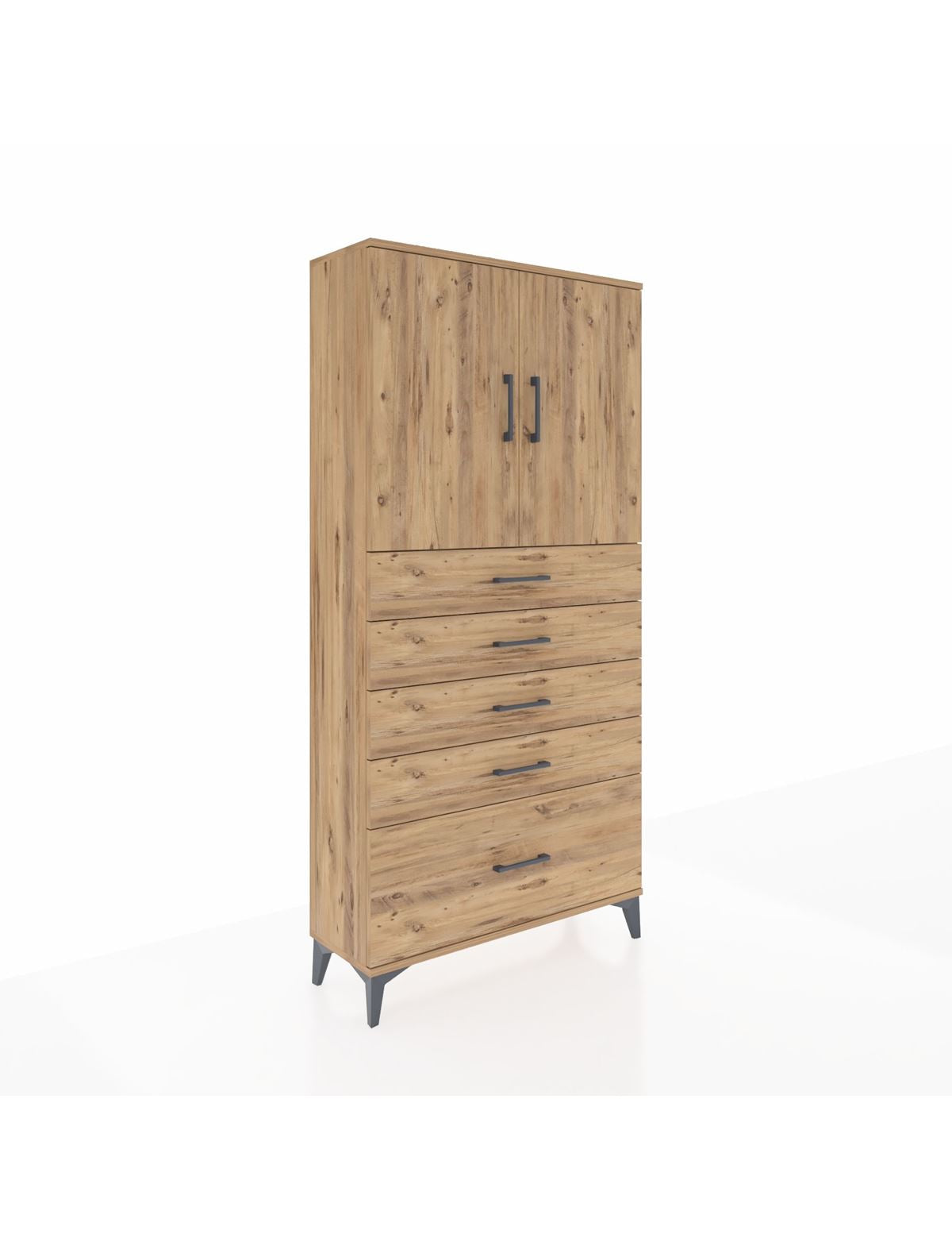 Arges Dolap 2 Raflı 5 Çekmeceli 2 Kapaklı 88x30x182 - S24M012V9A