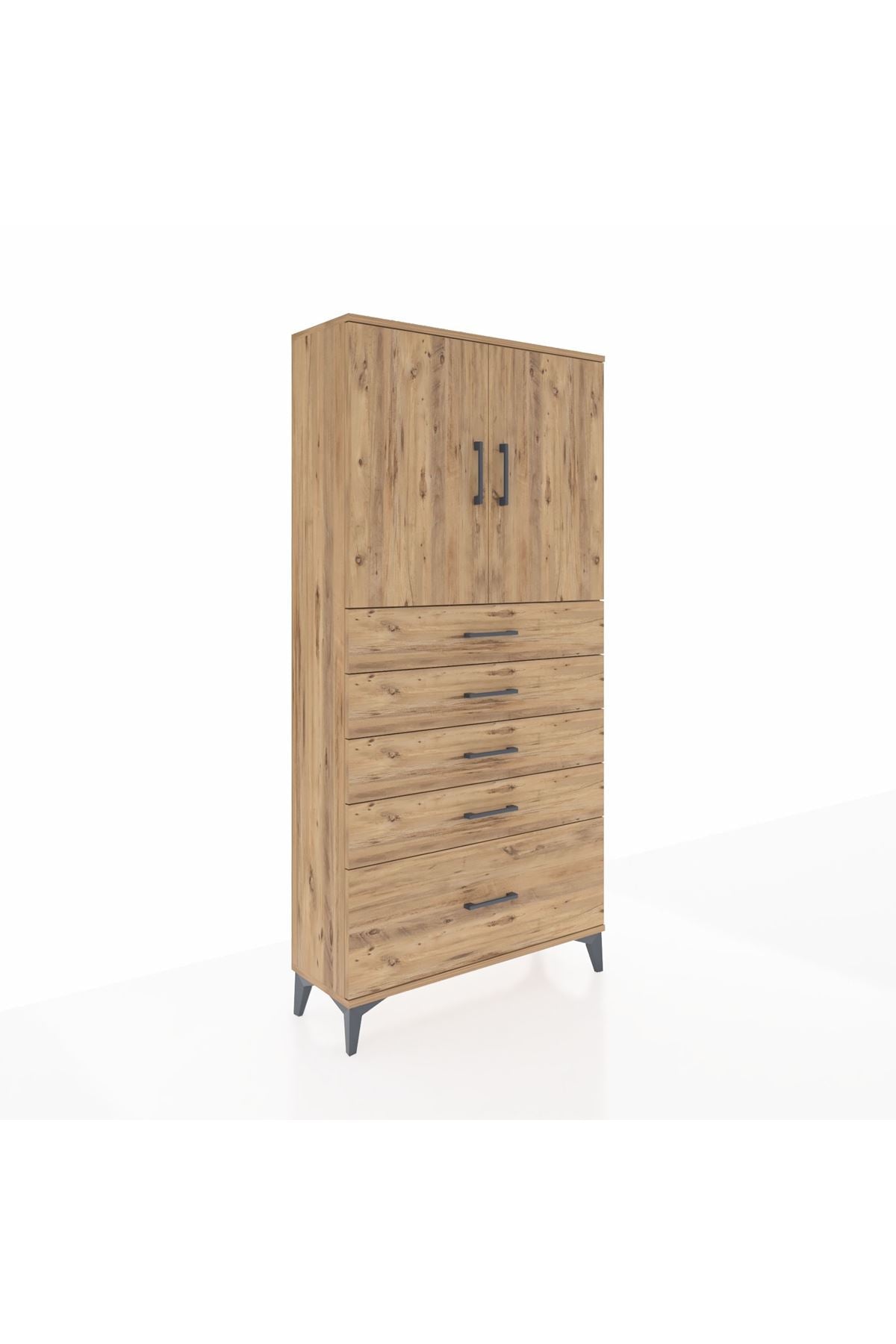 Arges Dolap 2 Raflı 5 Çekmeceli 2 Kapaklı 88x30x182 - S24M012V9A