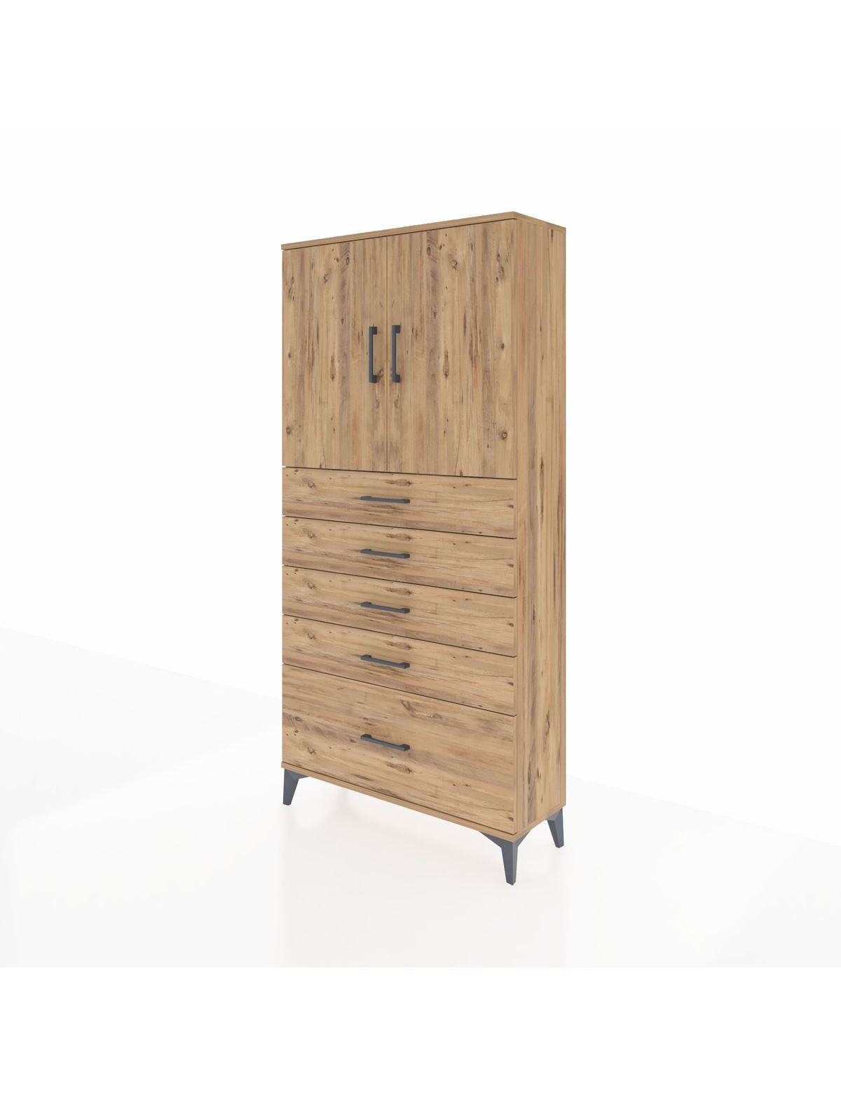 Arges Dolap 2 Raflı 5 Çekmeceli 2 Kapaklı 88x30x182 - S24M012V9A