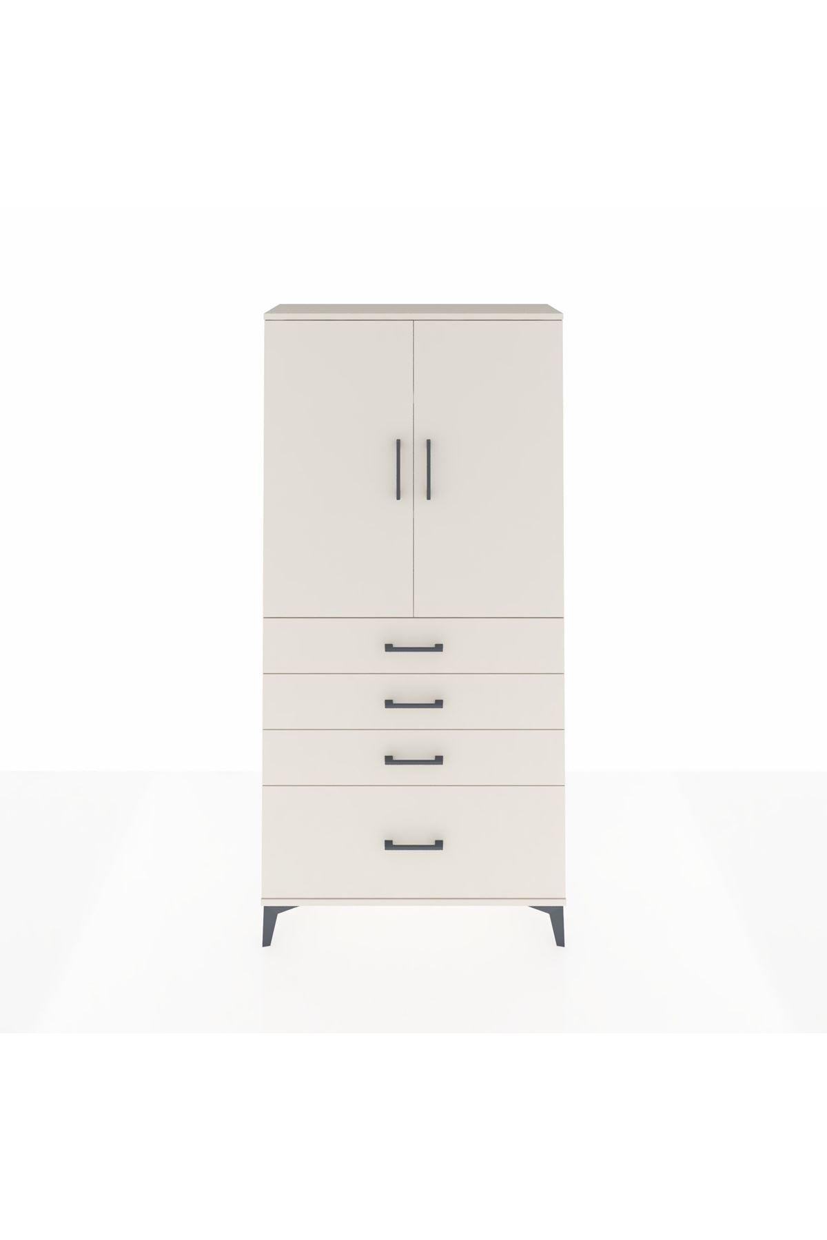 Arges Dolap 3 Raflı 4 Çekmeceli 2 Kapaklı 88x30x182 - S24M013V1A