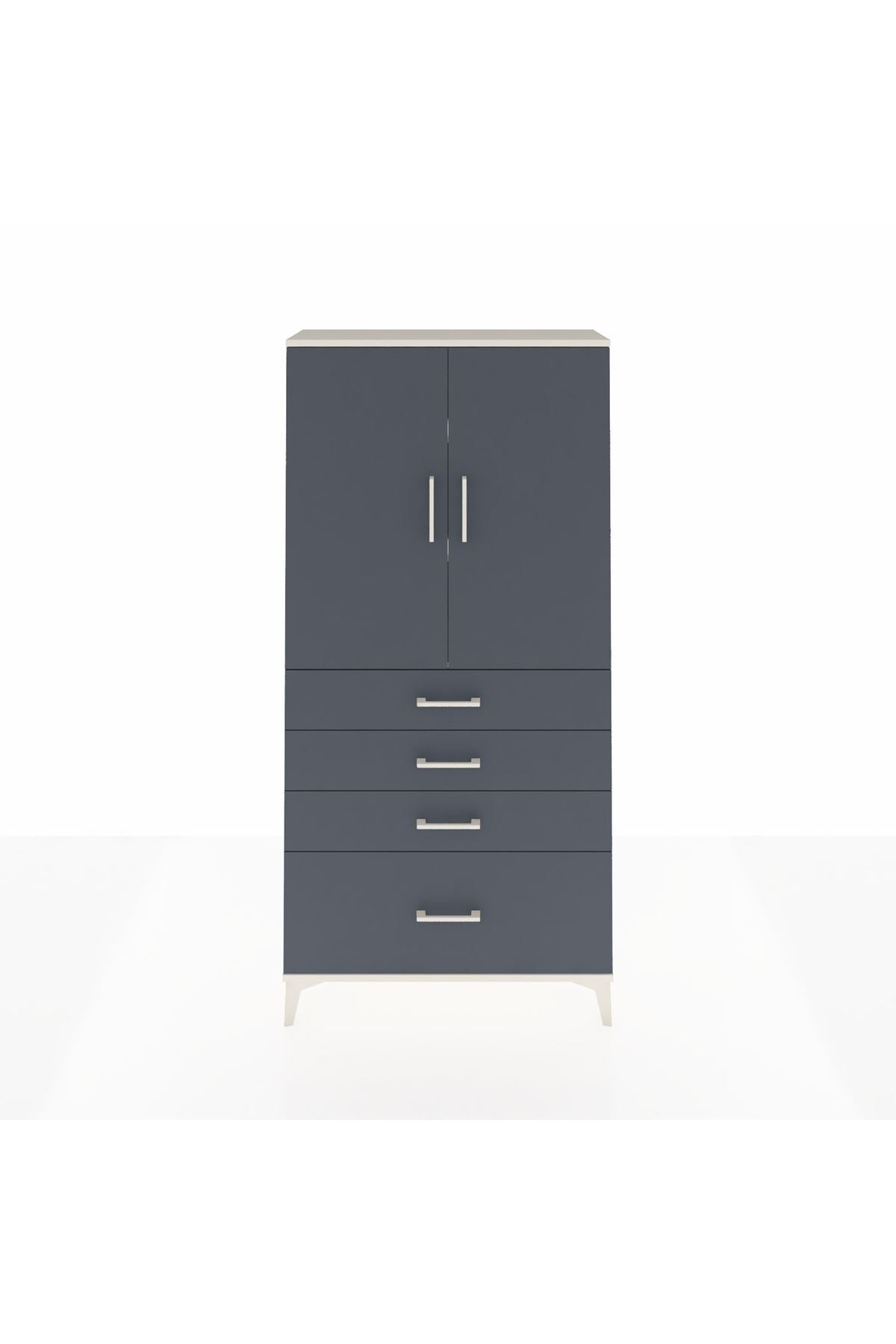 Arges Dolap 3 Raflı 4 Çekmeceli 2 Kapaklı 88x30x182 - S24M013V2A
