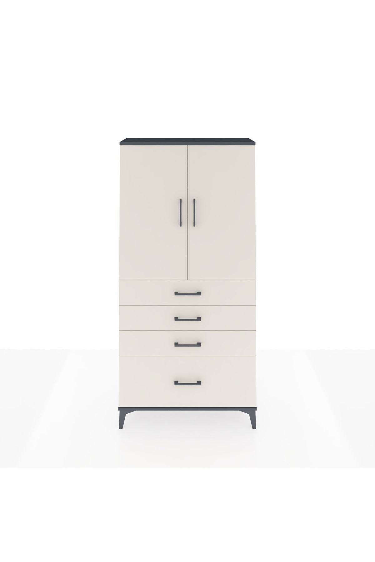 Arges Dolap 3 Raflı 4 Çekmeceli 2 Kapaklı 88x30x182 - S24M013V4A