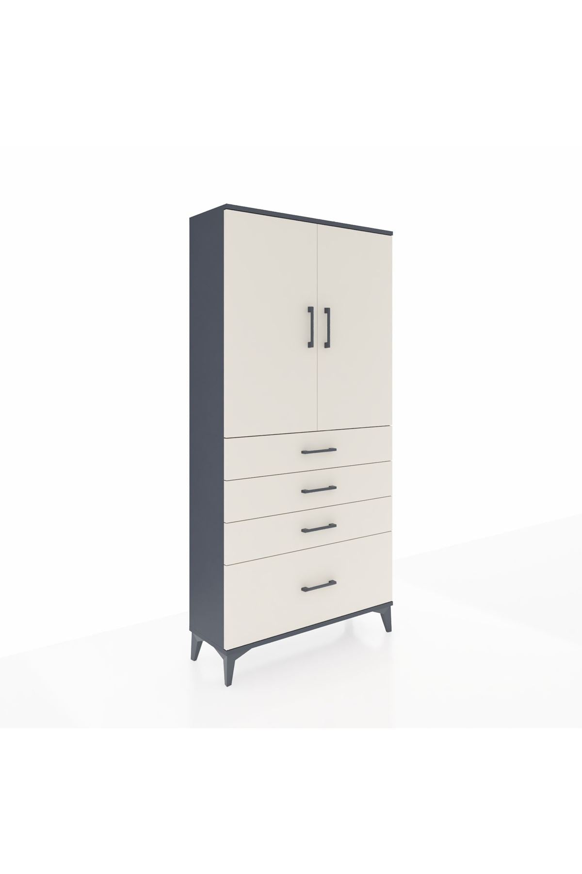 Arges Dolap 3 Raflı 4 Çekmeceli 2 Kapaklı 88x30x182 - S24M013V4A