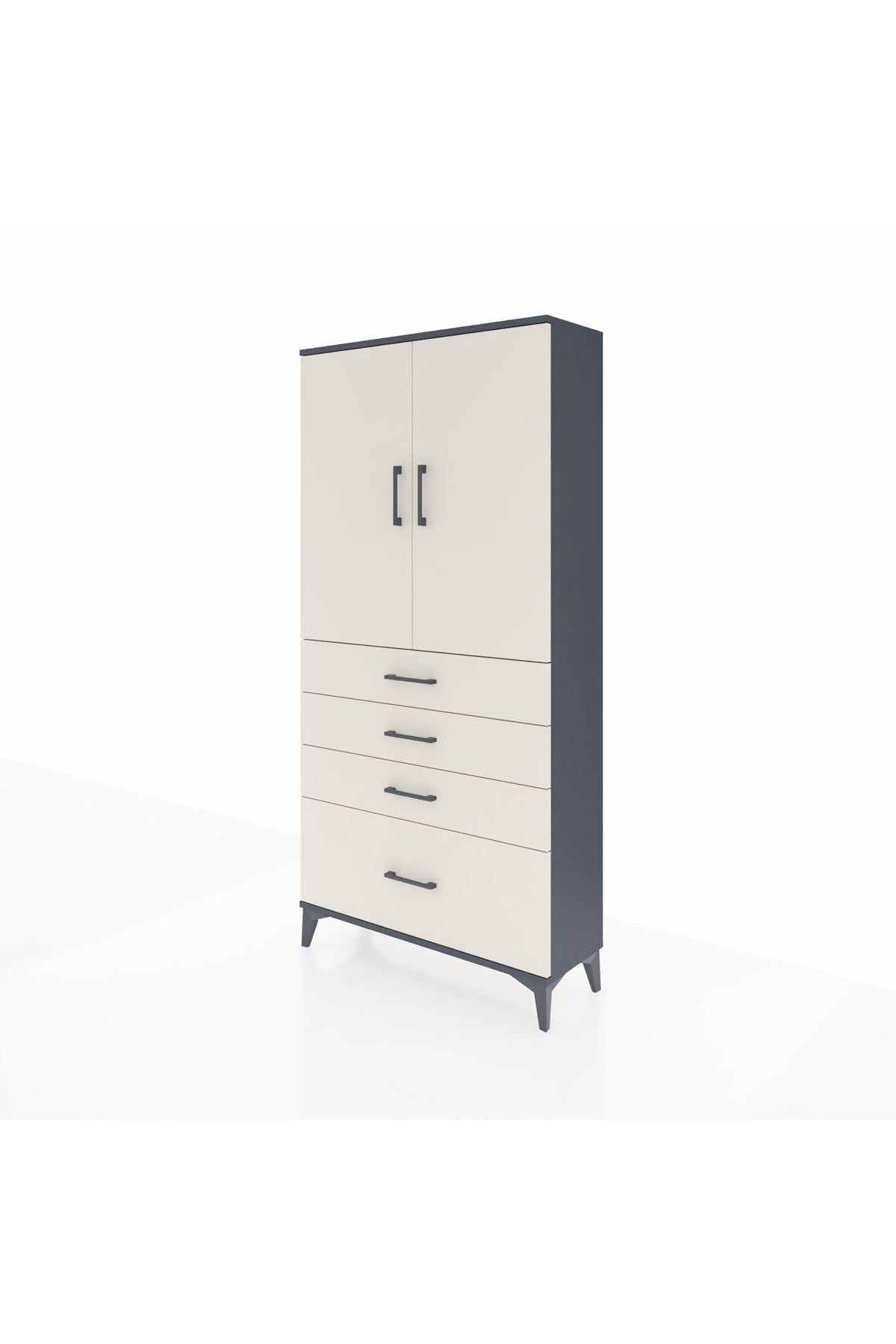 Arges Dolap 3 Raflı 4 Çekmeceli 2 Kapaklı 88x30x182 - S24M013V4A