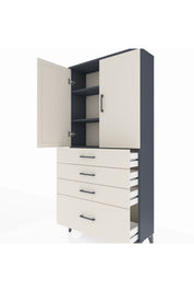 Arges Dolap 3 Raflı 4 Çekmeceli 2 Kapaklı 88x30x182 - S24M013V4A