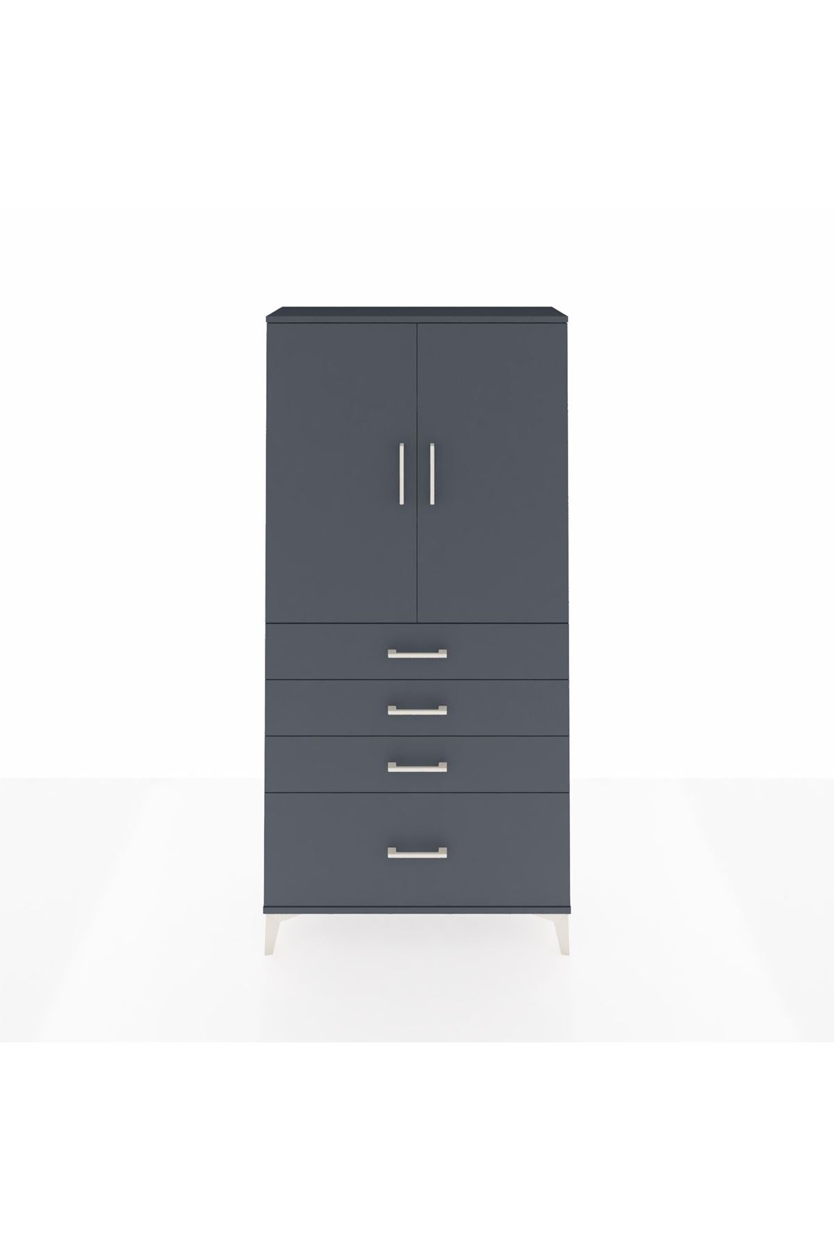 Arges Dolap 3 Raflı 4 Çekmeceli 2 Kapaklı 88x30x182 - S24M013V5A