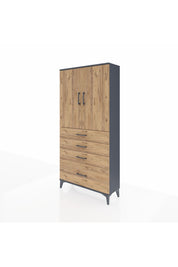 Arges Dolap 3 Raflı 4 Çekmeceli 2 Kapaklı 88x30x182 - S24M013V6A