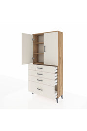 Arges Dolap 3 Raflı 4 Çekmeceli 2 Kapaklı 88x30x182 - S24M013V7A
