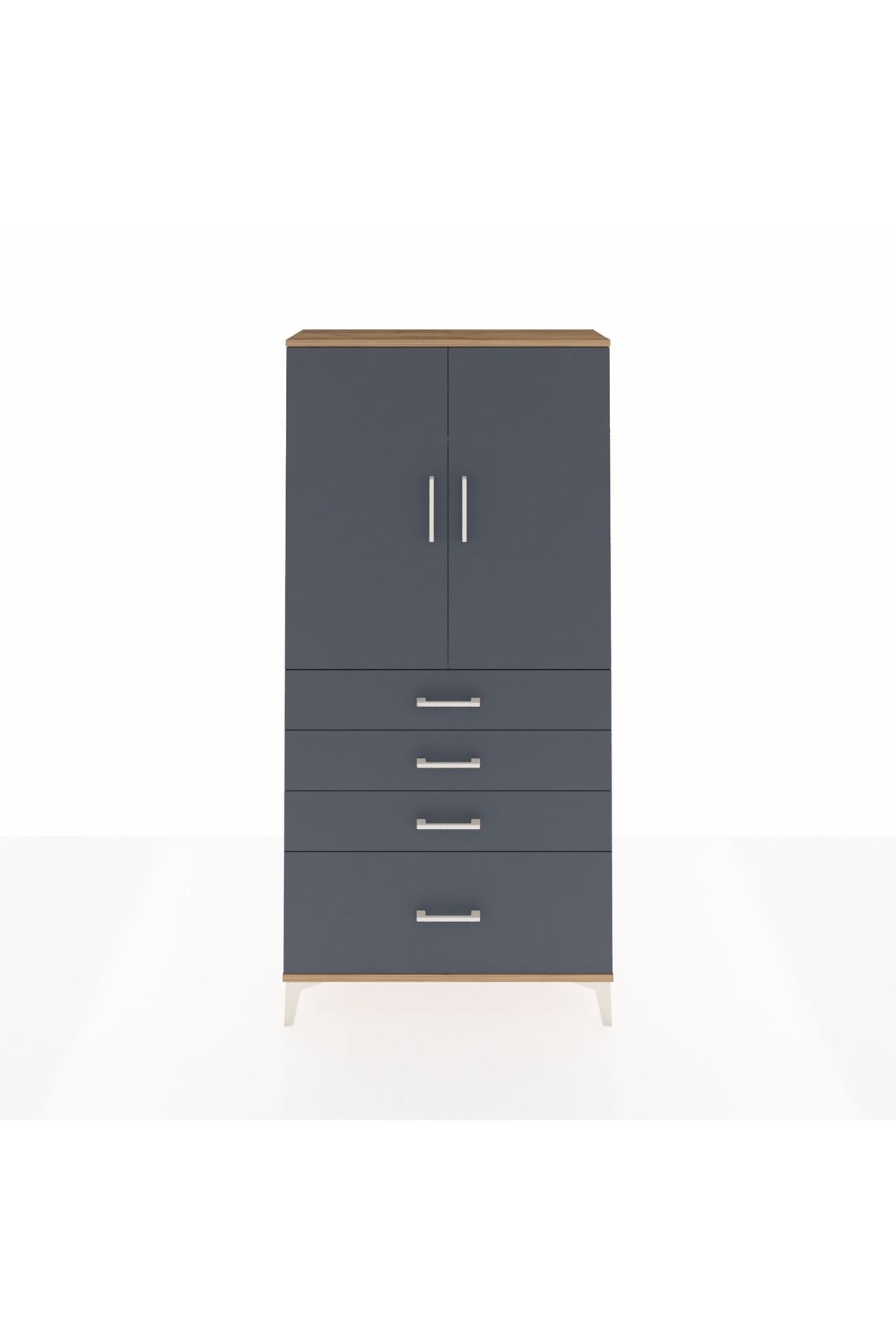 Arges Dolap 3 Raflı 4 Çekmeceli 2 Kapaklı 88x30x182 - S24M013V8A