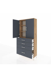 Arges Dolap 3 Raflı 4 Çekmeceli 2 Kapaklı 88x30x182 - S24M013V8A