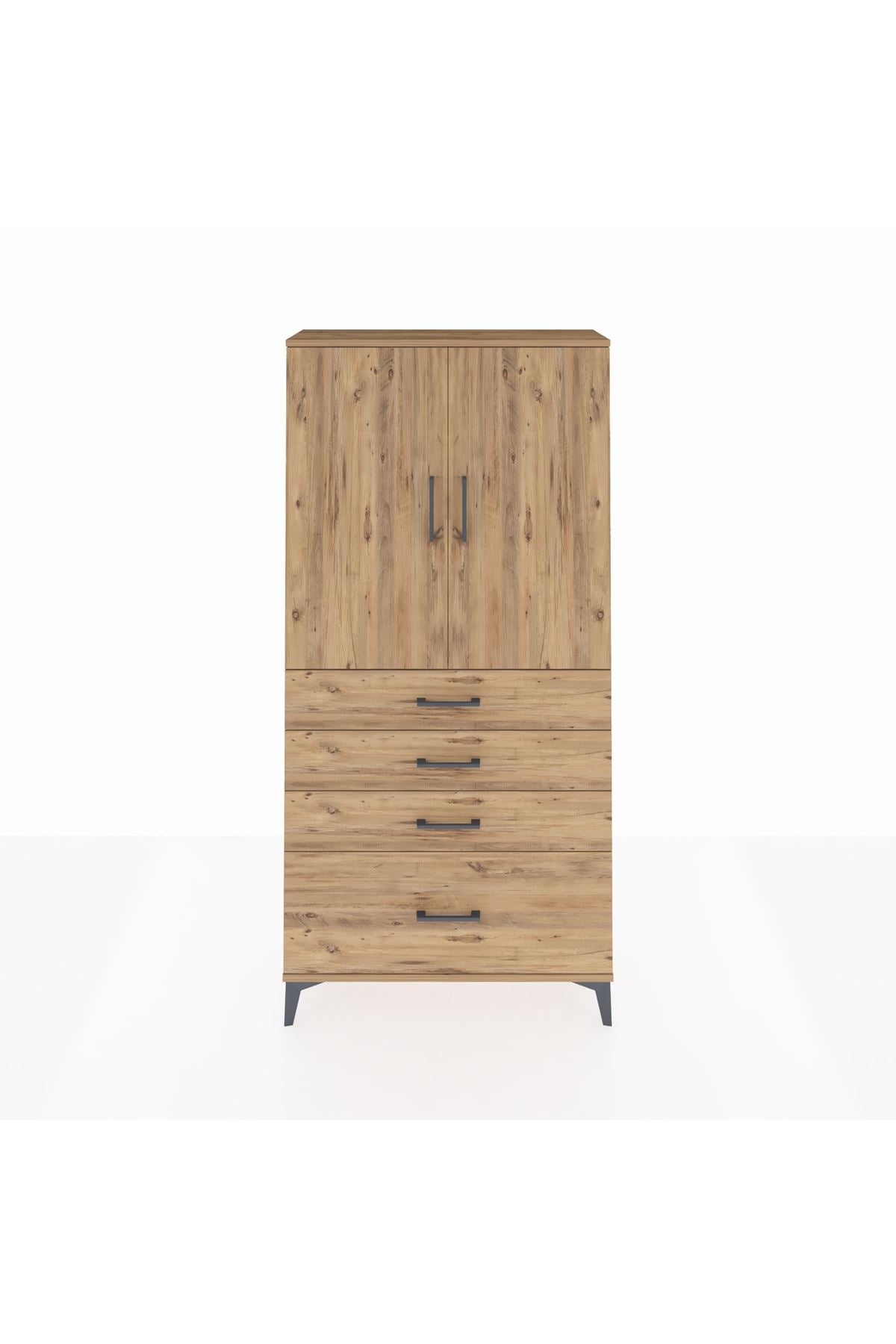 Arges Dolap 3 Raflı 4 Çekmeceli 2 Kapaklı 88x30x182 - S24M013V9A