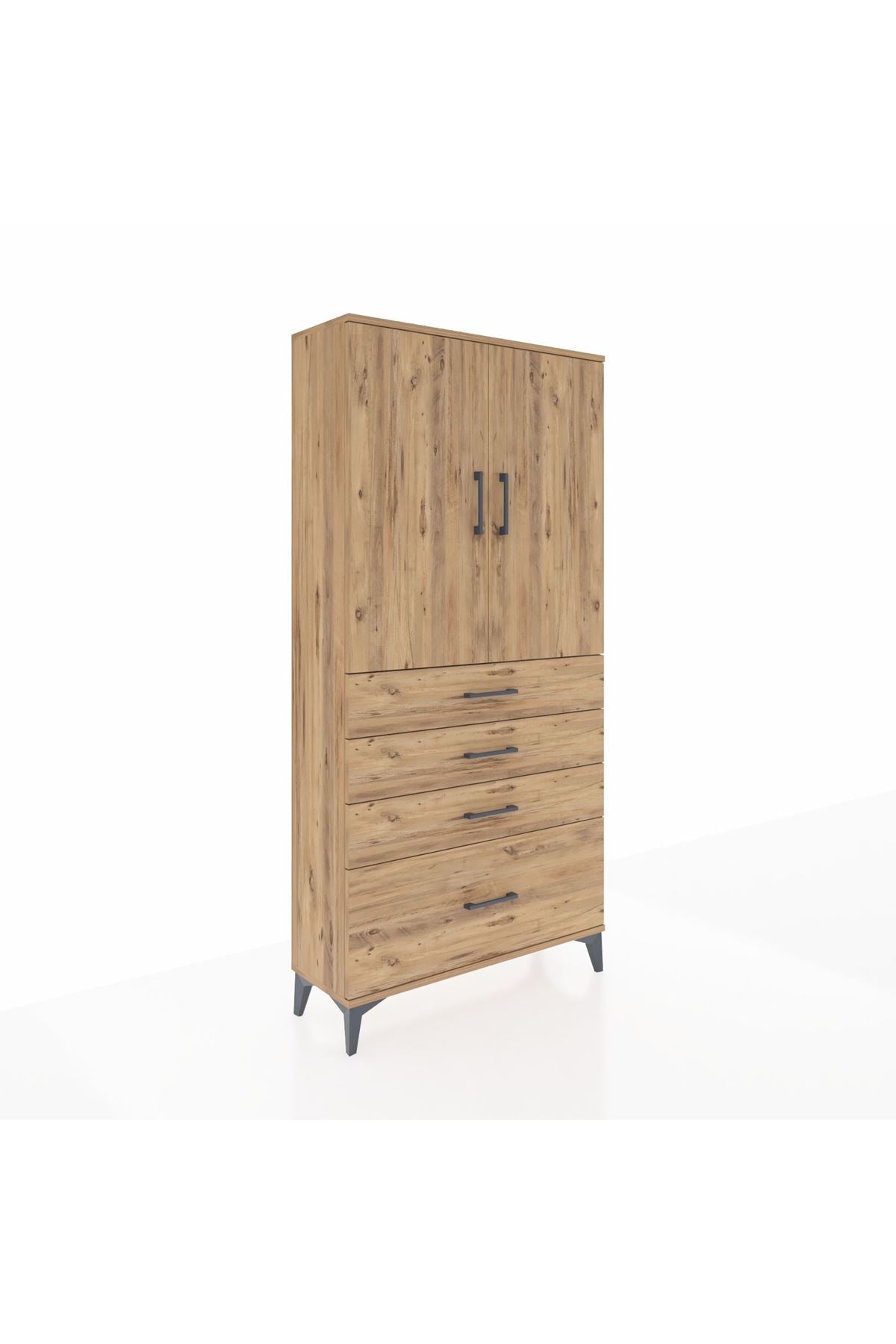 Arges Dolap 3 Raflı 4 Çekmeceli 2 Kapaklı 88x30x182 - S24M013V9A