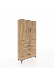 Arges Dolap 3 Raflı 4 Çekmeceli 2 Kapaklı 88x30x182 - S24M013V9A