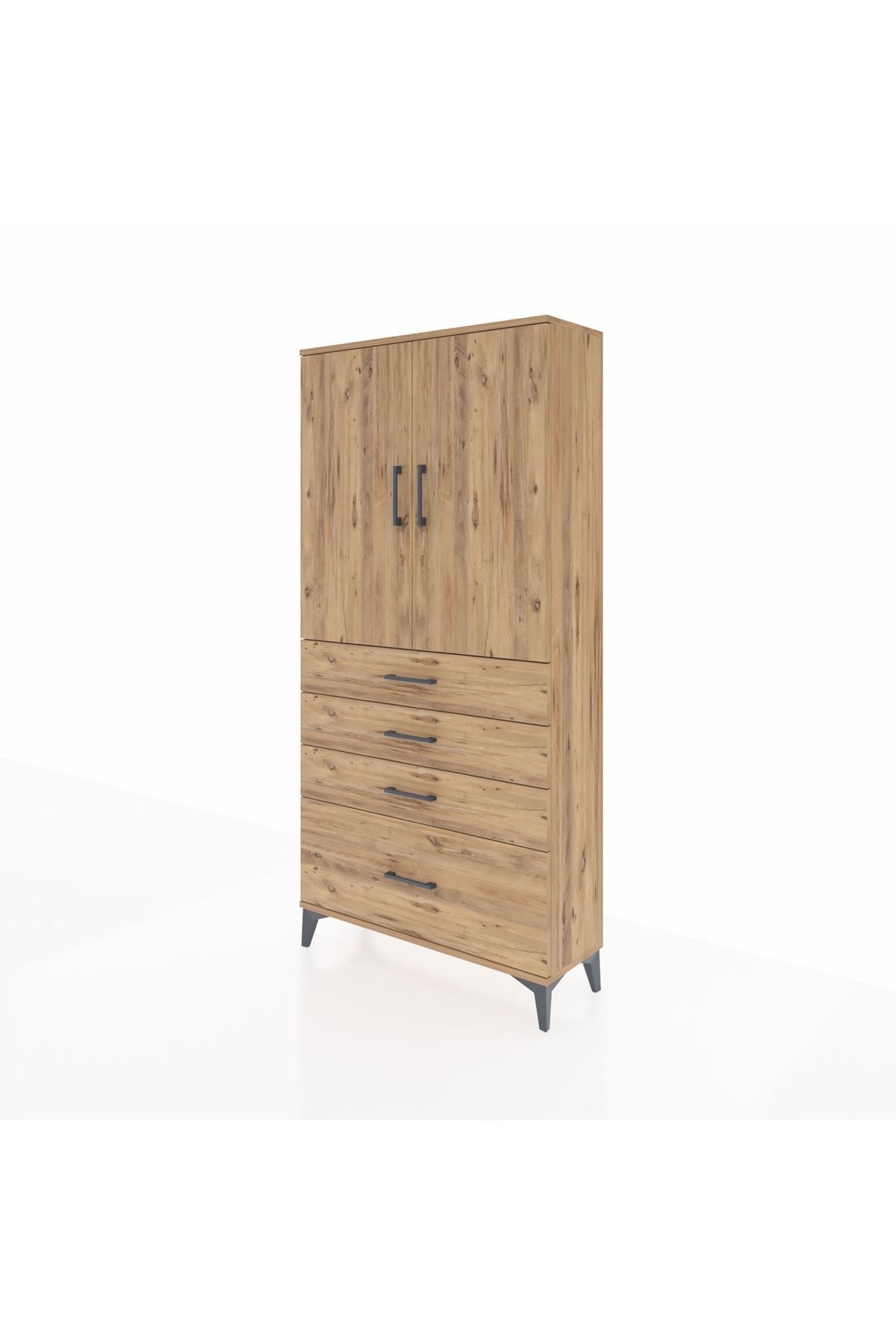 Arges Dolap 3 Raflı 4 Çekmeceli 2 Kapaklı 88x30x182 - S24M013V9A