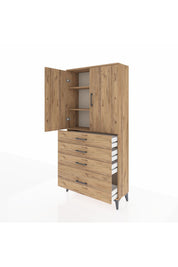 Arges Dolap 3 Raflı 4 Çekmeceli 2 Kapaklı 88x30x182 - S24M013V9A