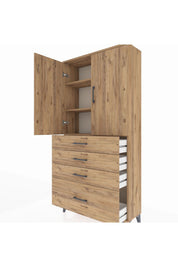 Arges Dolap 3 Raflı 4 Çekmeceli 2 Kapaklı 88x30x182 - S24M013V9A