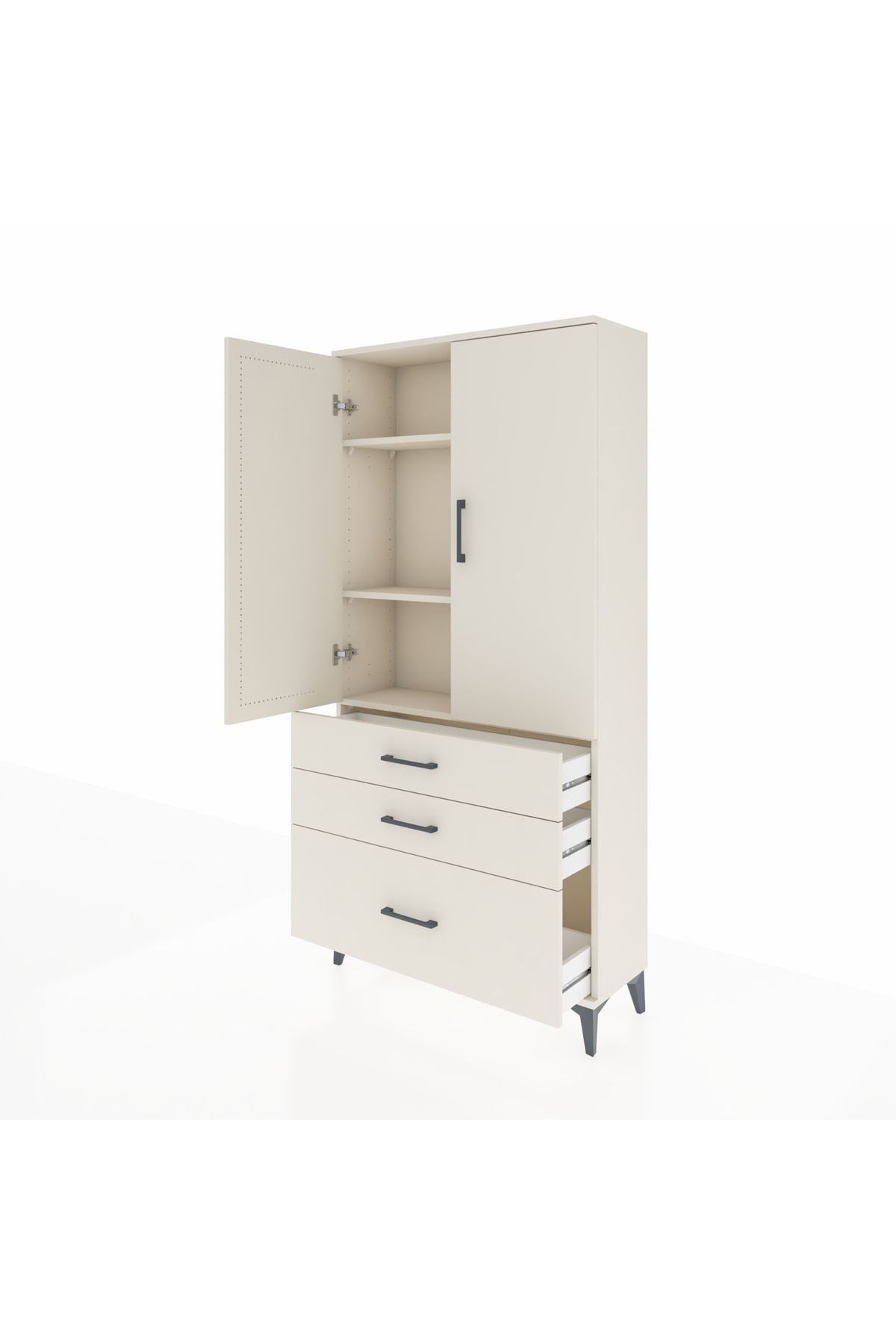 Arges Dolap 3 Raflı 3 Çekmeceli 2 Kapaklı 88x30x182 - S24M014V1A