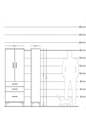 Arges Dolap 3 Raflı 3 Çekmeceli 2 Kapaklı 88x30x182 - S24M014V1A