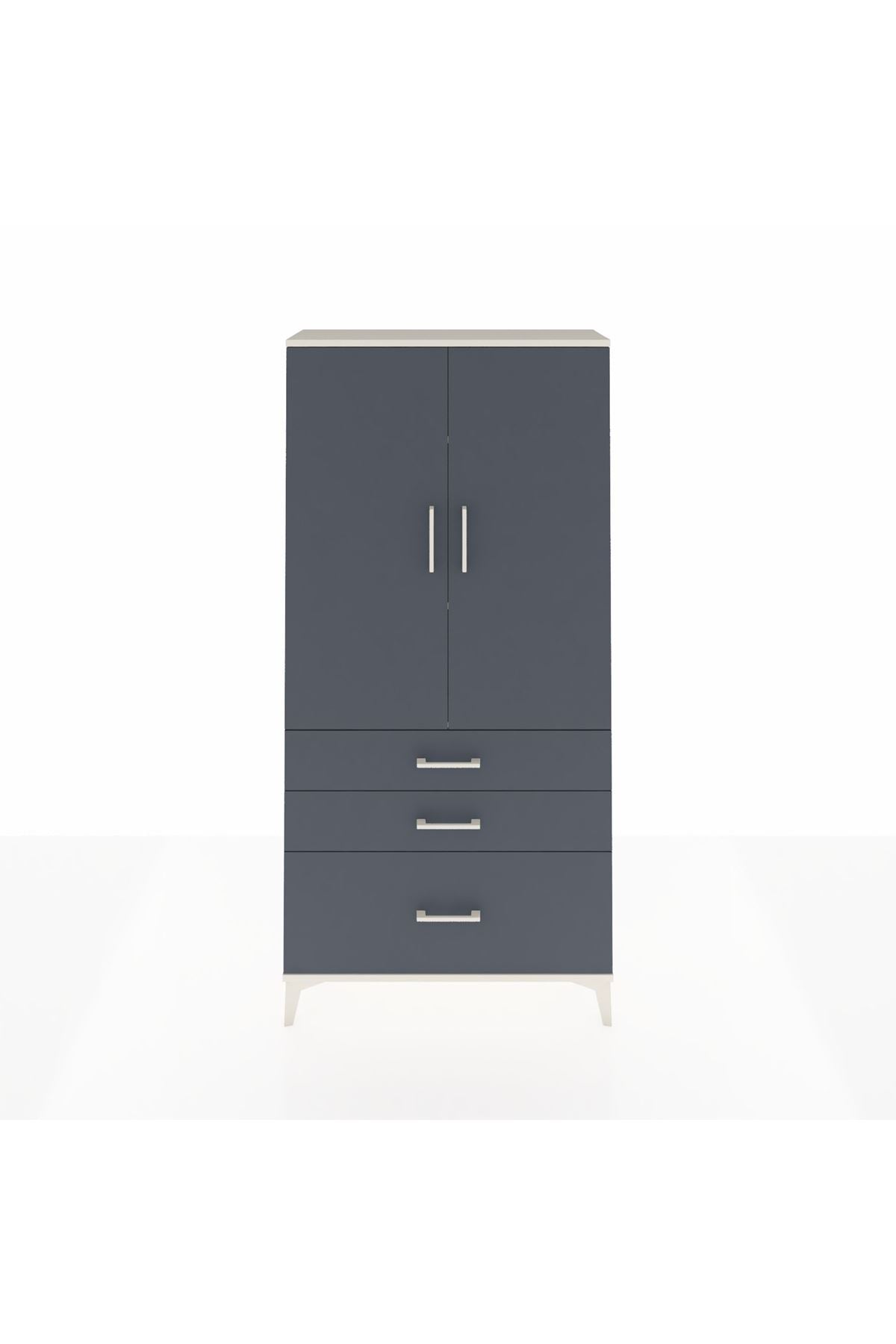 Arges Dolap 3 Raflı 3 Çekmeceli 2 Kapaklı 88x30x182 - S24M014V2A