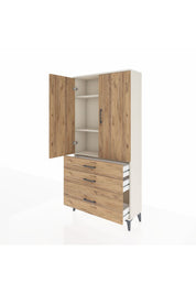 Arges Dolap 3 Raflı 3 Çekmeceli 2 Kapaklı 88x30x182 - S24M014V3A