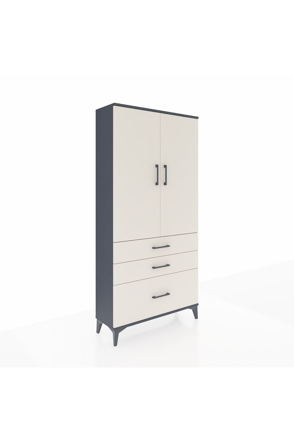 Arges Dolap 3 Raflı 3 Çekmeceli 2 Kapaklı 88x30x182 - S24M014V4A