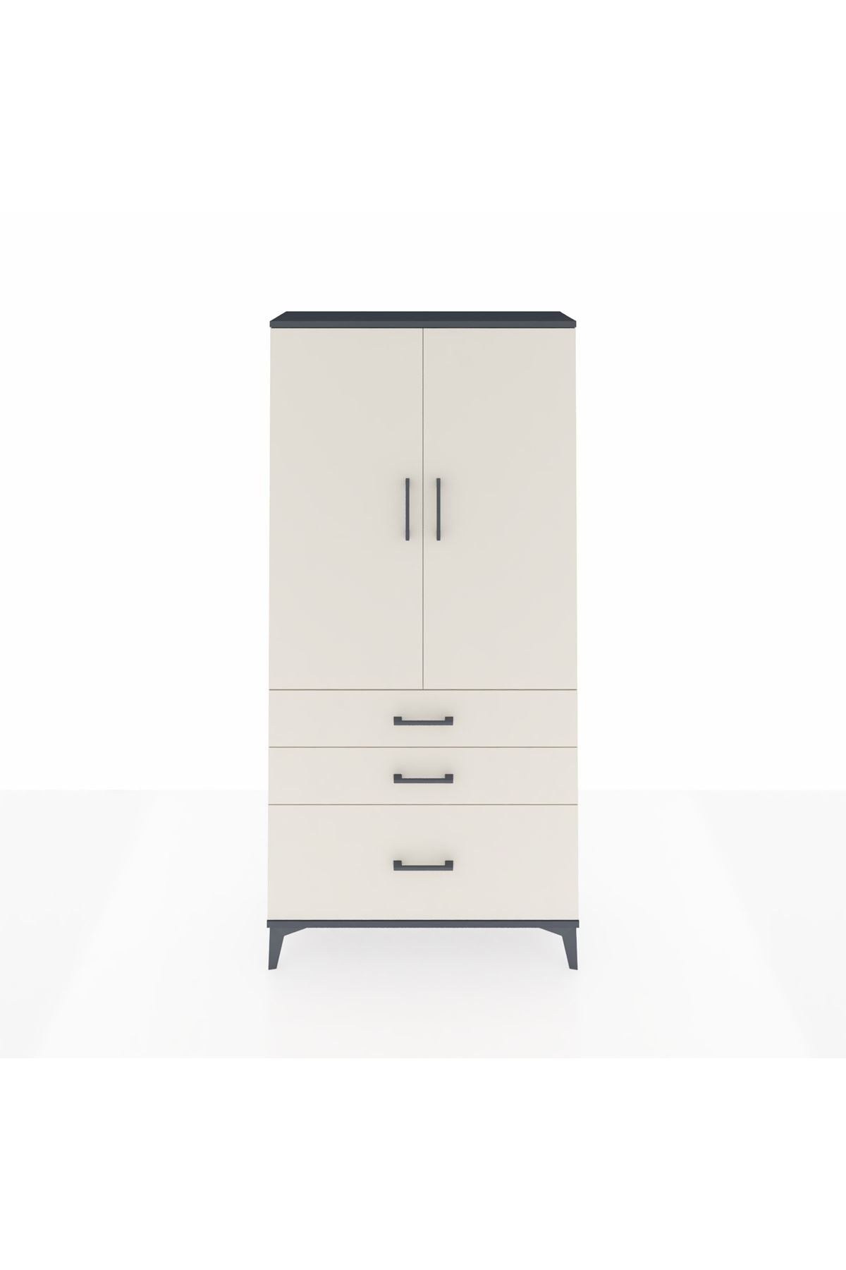 Arges Dolap 3 Raflı 3 Çekmeceli 2 Kapaklı 88x30x182 - S24M014V4A