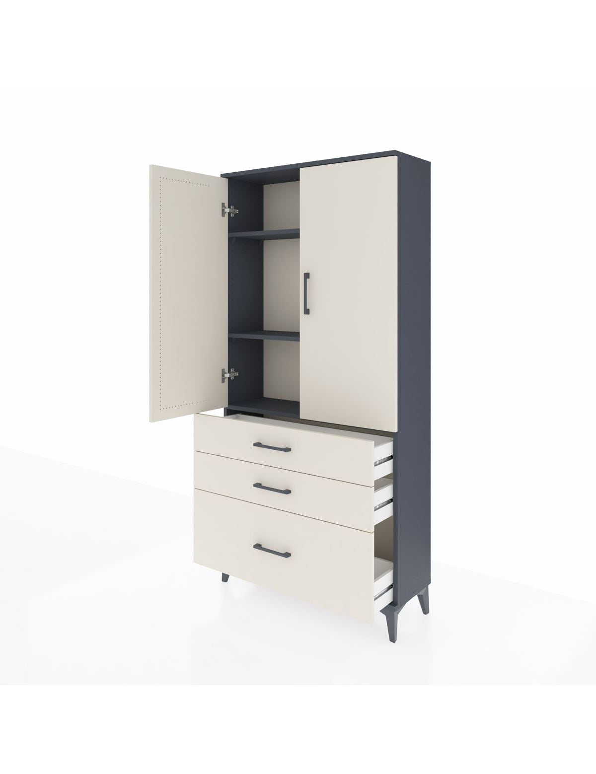 Arges Dolap 3 Raflı 3 Çekmeceli 2 Kapaklı 88x30x182 - S24M014V4A