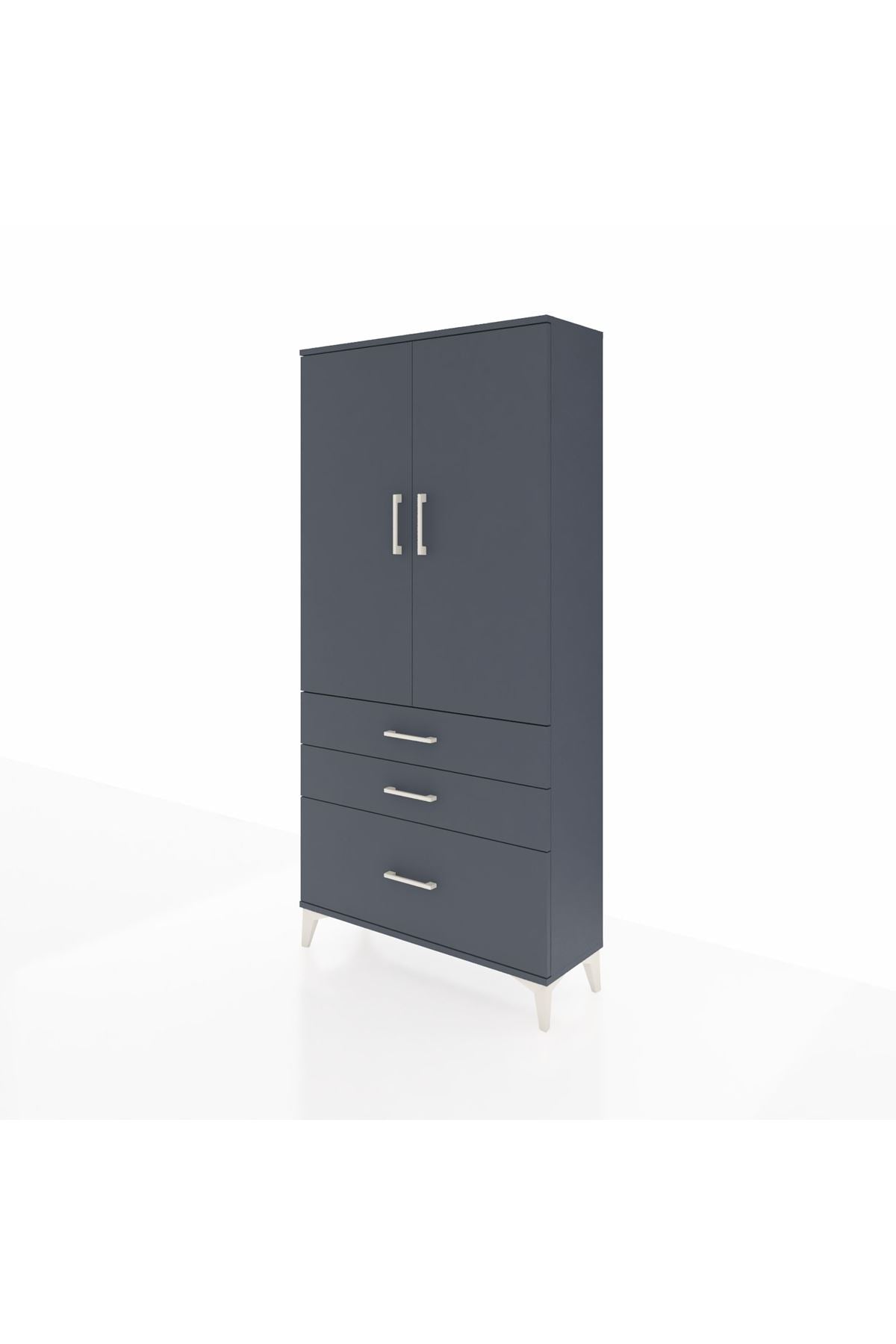 Arges Dolap 3 Raflı 3 Çekmeceli 2 Kapaklı 88x30x182 - S24M014V5A