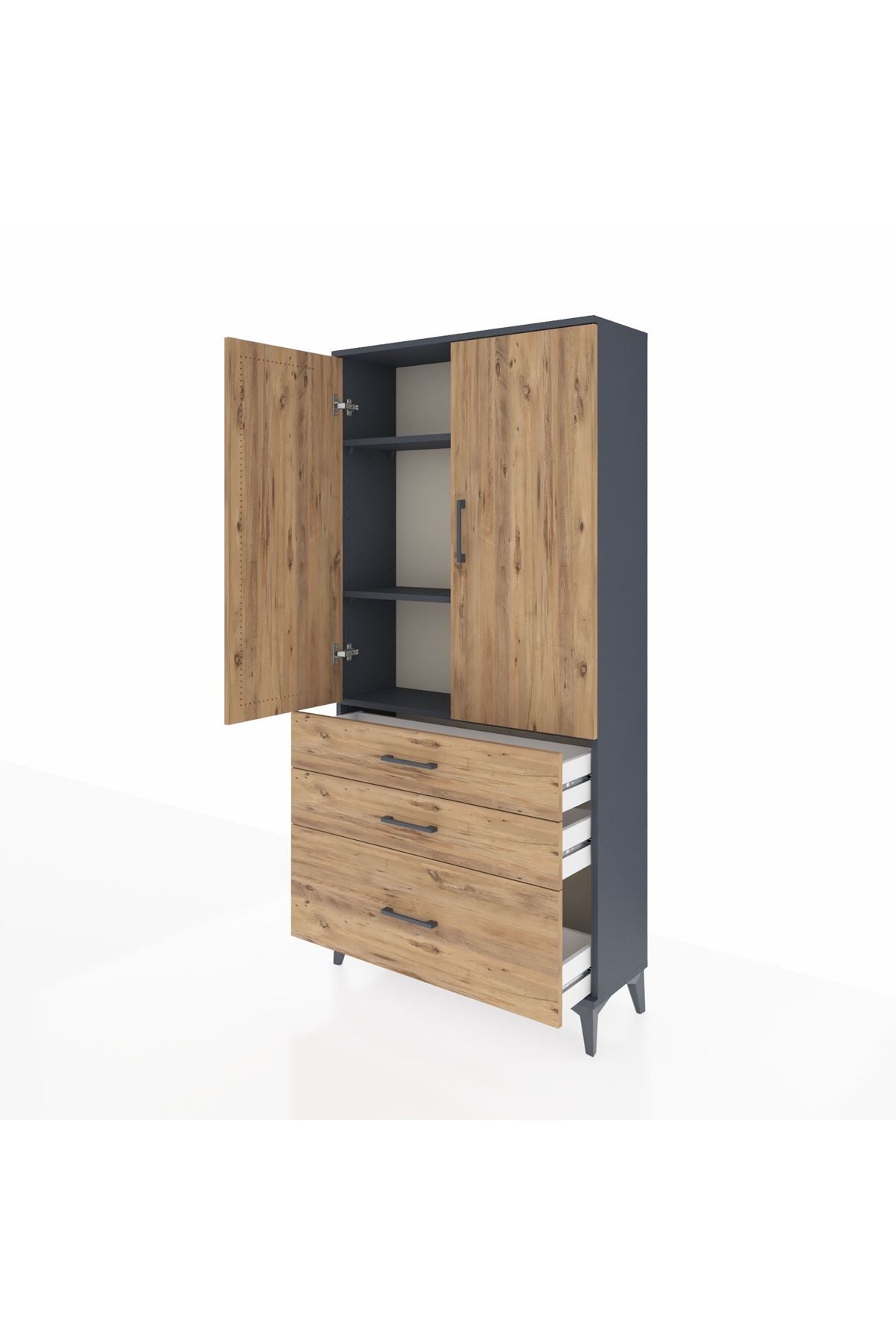Arges Dolap 3 Raflı 3 Çekmeceli 2 Kapaklı 88x30x182 - S24M014V6A