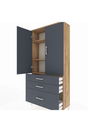 Arges Dolap 3 Raflı 3 Çekmeceli 2 Kapaklı 88x30x182 - S24M014V8A