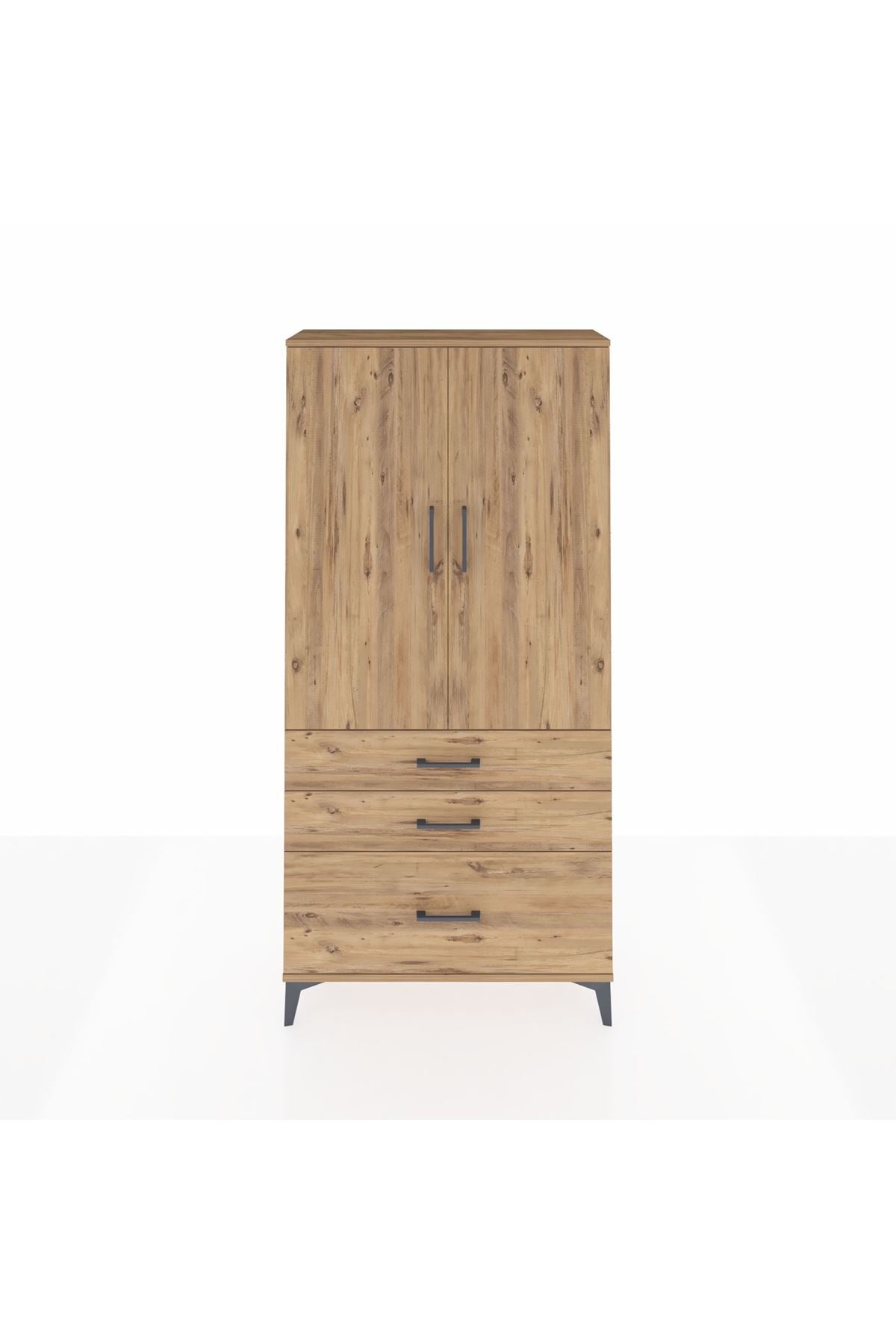 Arges Dolap 3 Raflı 3 Çekmeceli 2 Kapaklı 88x30x182 - S24M014V9A