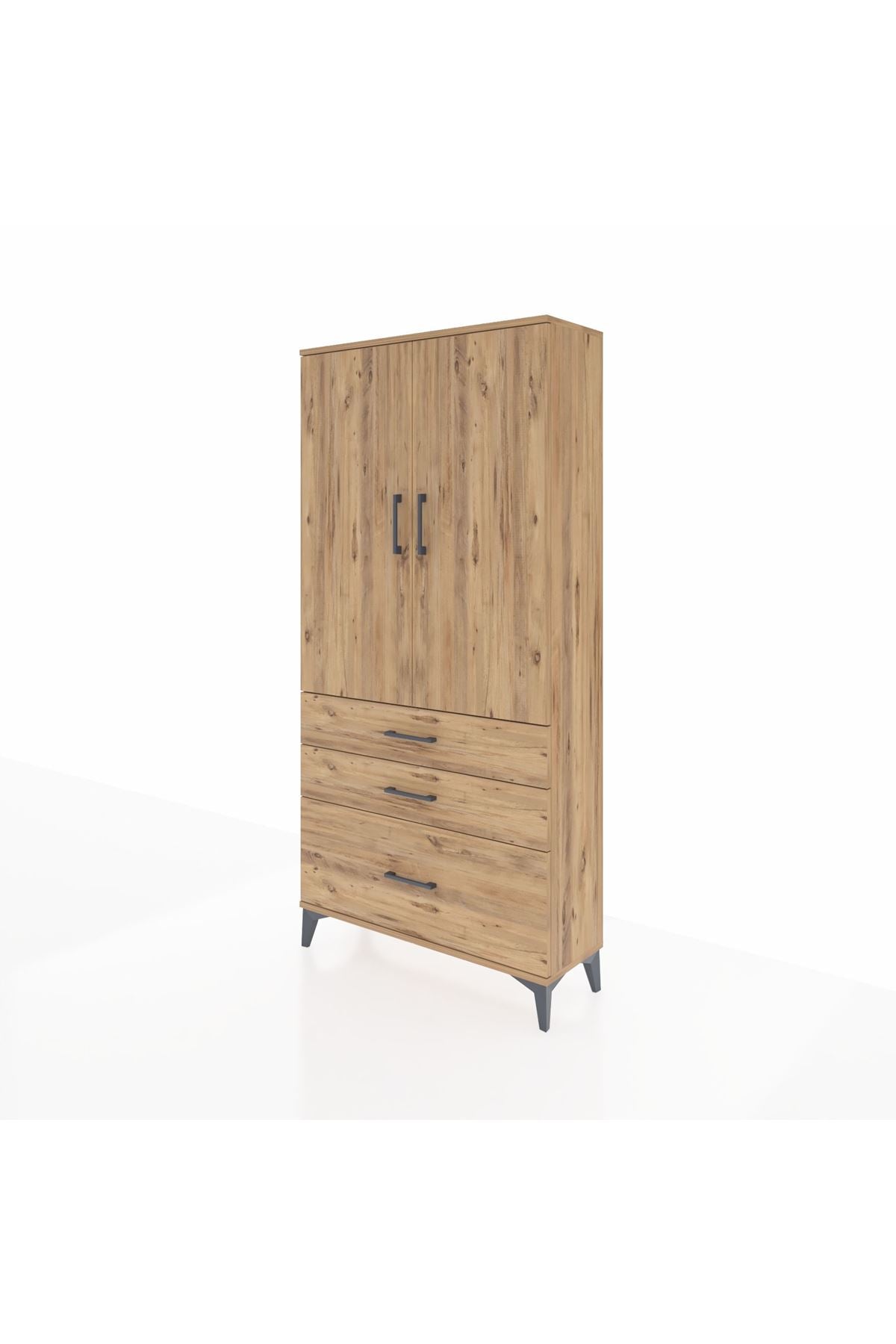 Arges Dolap 3 Raflı 3 Çekmeceli 2 Kapaklı 88x30x182 - S24M014V9A