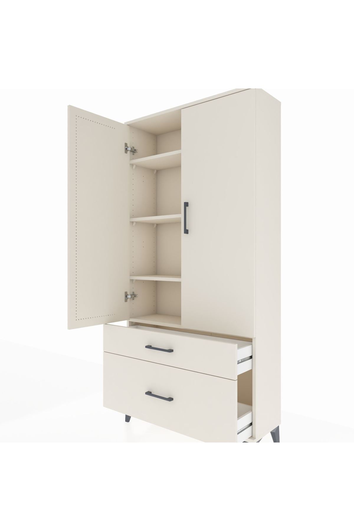 Arges Dolap 4 Raflı 2 Çekmeceli 2 Kapaklı 88x30x182 - S24M015V1A