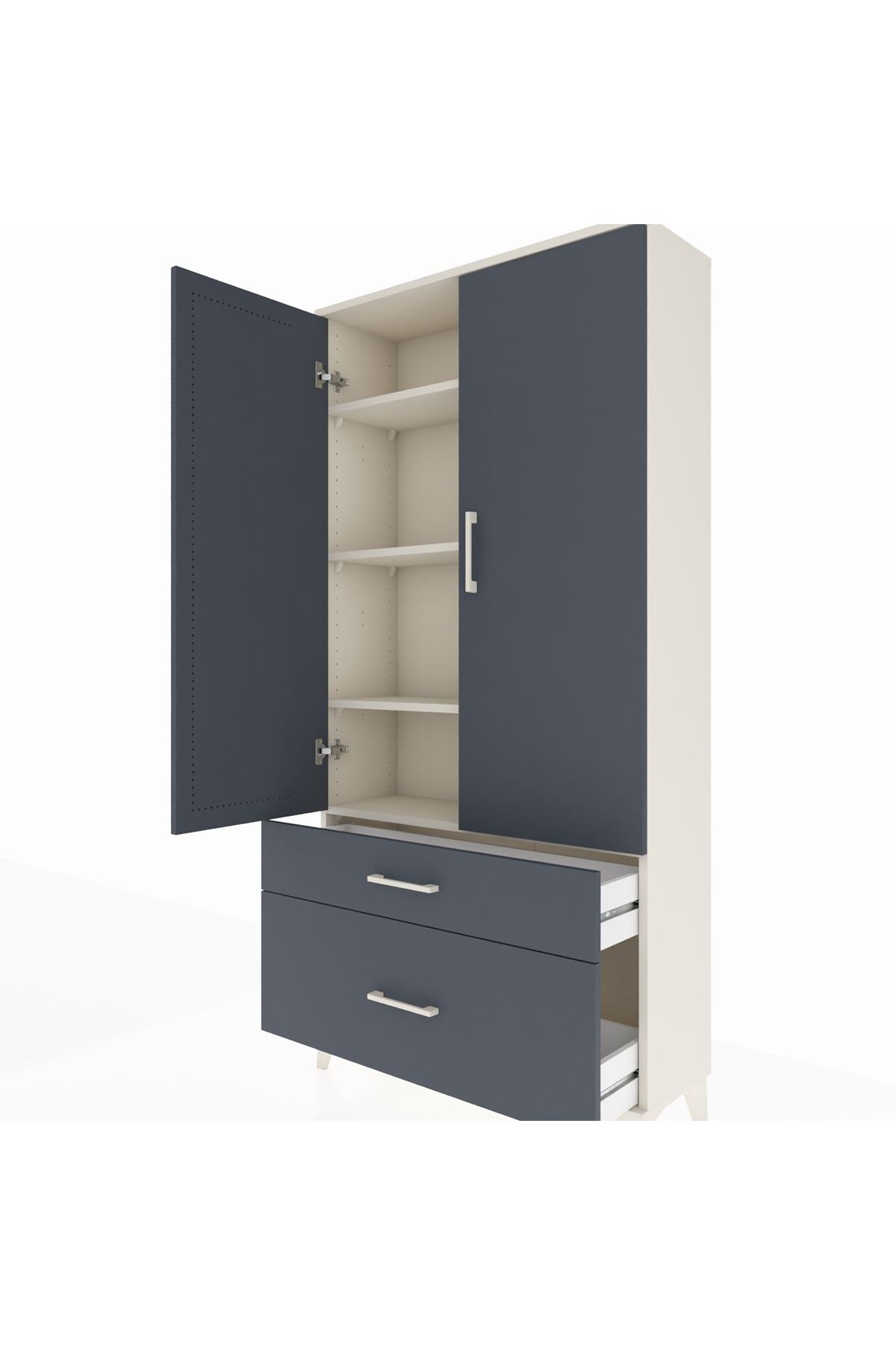 Arges Dolap 4 Raflı 2 Çekmeceli 2 Kapaklı 88x30x182 - S24M015V2A